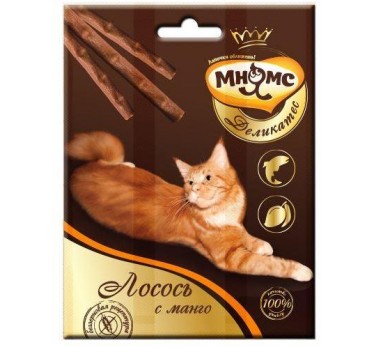 Мнямс Деликатес лакомые палочки 9 см для кошек с лососем и манго 3х4 г